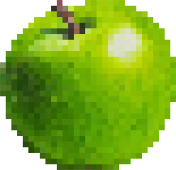 Mosaic or pixel art of a green apple