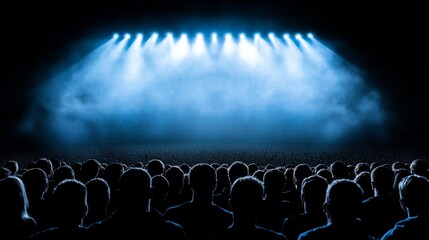 Football stadium lights shining on a packed crowd with a homecoming banner, school spirit celebration theme 
