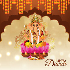 Happy diwali greeting card with vector illustration