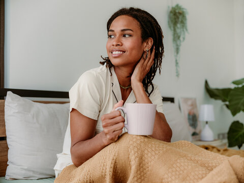 Beautiful Black Woman Drinking Tea