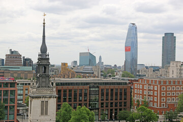 Obraz premium London Skyline and spire of St Augustine, Watling Street 