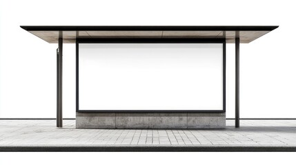 Obraz premium A simple bus stop with a blank white poster space, standing out on a clear white background.