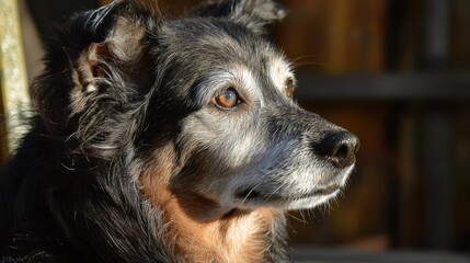 Fototapeta premium Senior Dog with Gentle Expression in Soft Light