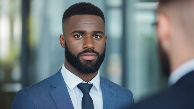 Manager having a serious conversation with a bullying employee, focusing on workplace discipline and fairness 