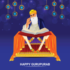 Happy guru nanak jayanti sikh festival banner