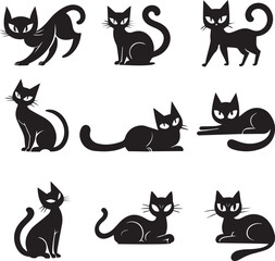 Halloween cat silhouette with illustration art