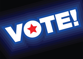 Election social media poster template with vote typography and star icons in red, white, and blue.