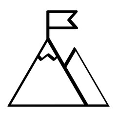 Mountains icon in hand-drawn style. Success icon in hand-drawn style. Achievement icon