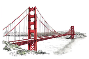 Obraz premium PNG A Golden gate bridge illustration landmark golden.