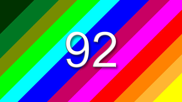 92 colorful rainbow background year number