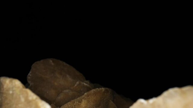 Micro landscape - flyover the sharp edges of the sand rose - a fascinating mineral formation.