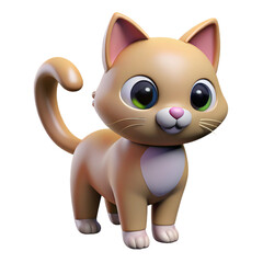 Cat Animal 3d Doll Model Icon Kids Learning Element PNG Clipping Path Cut Out Transparent