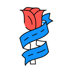 rose art tattoo vintage line icon vector. rose art tattoo vintage sign. isolated symbol illustration