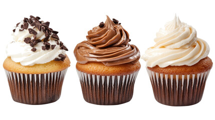 Delicious Cupcakes With Colorful Icing on a White Background Generative AI