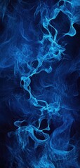 Obraz premium Intricate blue smoke tendrils rise gracefully against a dark background, creating an ethereal abstract wallpaper for your device