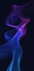 Obraz premium Delicate smoke trails of purple and blue swirl gracefully against a solid black background, perfect for vertical wallpaper