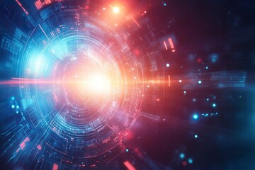 Obraz premium Sci fi futuristic abstract background with system techno screen elements and light effects. Exploring space .generative ai