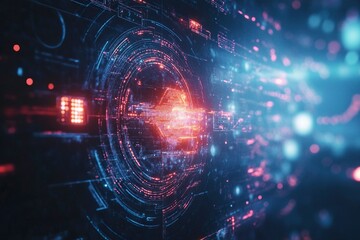 Sci fi futuristic abstract background with system techno screen elements and light effects. Exploring space .generative ai