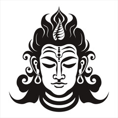 Lord Shiva Illustration - Vector Art of Hindu Deity in Meditative Pose with Intricate Details