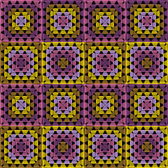 Pattern with crochet granny square with flowers wallpaper handmade decorative art design print	
