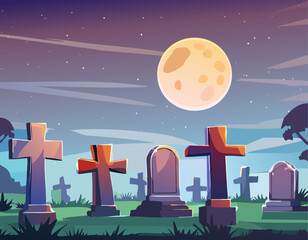 Halloween Graveyard Illustration