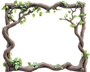 Vine frame with leaves, Transparent background.
