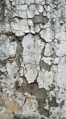 Weathered wall revealing cracked paint and stone textures, telling a story of time and neglect