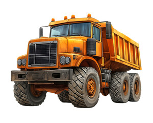 Orange dump truck, Transparent background.