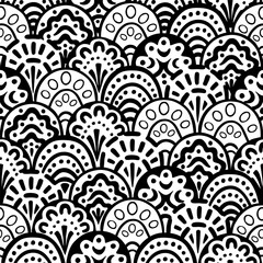 Vector seamless hand drawn pattern, fish scale print. Beautiful asian style design for textile, wallpaper, wrapping paper.