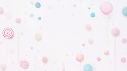 A bunch of lollipops neatly arranged on a white background with a minimalist look with empty space in the middle, a sweet candy concept to attract children's attention.