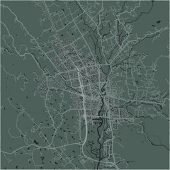 Map of Napa in California in a smooth dark style. Contains layered vector with roads water, parks, etc.