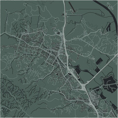 Map of Novato in California in a smooth dark style. Contains layered vector with roads water, parks, etc.