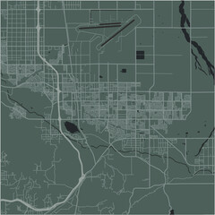 Map of Palmdale in California in a smooth dark style. Contains layered vector with roads water, parks, etc.