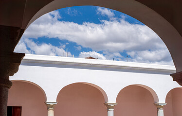 Architectural classic details with arch and columns