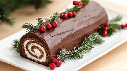 Delicious Chocolate Yule Log Cake for Festive Celebrations