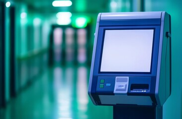 Imagining a blank advertising board with copy space for your text message or media and content at the lobby of a clinic or hospital, commercial, marketing and advertising concept.