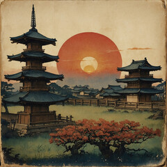Obraz premium vintage asian illustration