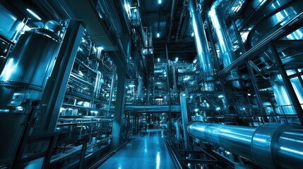 Industrial Interior with Metal Pipelines