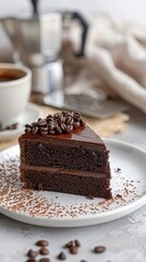 Chocolate cake and coffee.