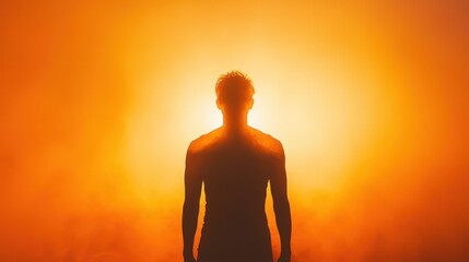 A figure in silhouette, symbolizing individuality and focus, set against a glowing backdrop warm light