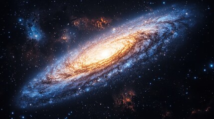 Obraz premium A stunning view of a spiral galaxy in the vastness of space, with swirling arms of gas and dust illuminated by stars.