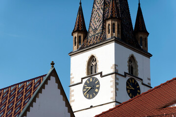 Fragment from the clock tower of Lutheran Cathedral of Saint Mary. It is a prominent landmark in...