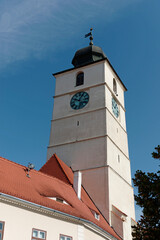 Council Tower of Sibiu, Romania. It's a prominent landmark known for its imposing height, distinctive architecture, and historical significance. 