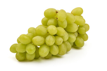Bunch of green grapes, isolated on white background.