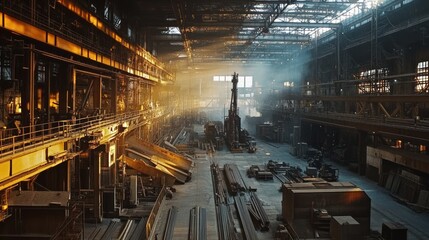 Fototapeta premium Industrial Interior with Sunlight