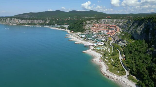 The cliffs and the coast of Trieste overlooking the sea. Between seaside villages and uncontaminated nature. Portopiccolo