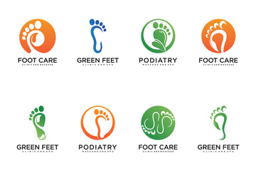 Set Podiatry location logo design unique with modern style