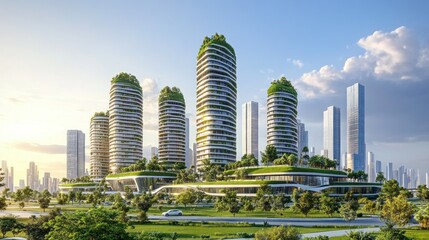 Naklejka premium Modern Green Skyscrapers