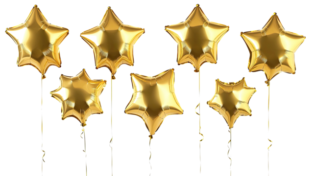 Gold Star Balloons for Celebratory Events in a Festive Setting Generative AI