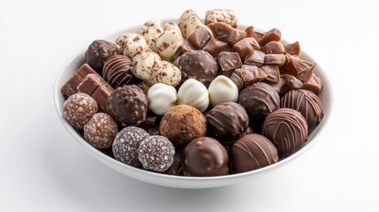 Obraz premium Assorted Chocolates in a White Bowl Delight